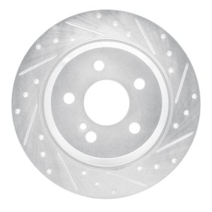 Mercedes-Benz CL550 Brake Rotor (1) - Rear Right - R1 Concepts - Drilled & Slotted - Silver - `07-`13